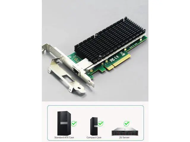 Alt view image 3 of 7 - ST7215 1-Port 10Gb RJ45 PCIe Network Card, Intel X540 Controller, PCIe 2.0 X8 Ethernet Adapter, Compatible with Windows 11/10, Server, Linux, VMware ESXi, Non-Mac OS
