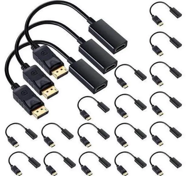 Main image of 20-Pack DisplayPort (DP) to HDMI Adapter, Uni-Directional DP to HDMI Male to Female Converter, 4K Video Output for Desktop, Laptop, Projector, Monitor, TV
