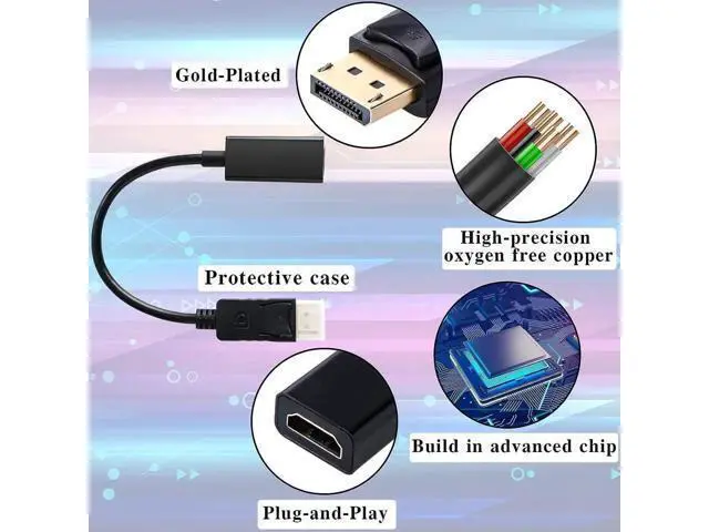 Alt view image 6 of 7 - 20-Pack DisplayPort (DP) to HDMI Adapter, Uni-Directional DP to HDMI Male to Female Converter, 4K Video Output for Desktop, Laptop, Projector, Monitor, TV