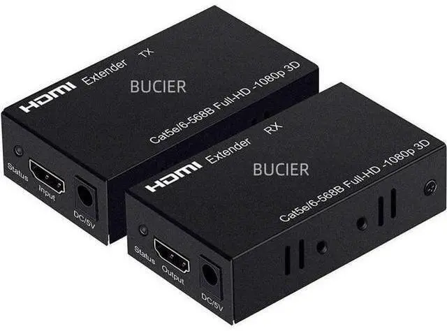 Main image of 196ft/60m HDMI Extender Over Cat5e/Cat6/Cat7, 1080P 3D Digital HDMI to RJ45 Adapter with EDID Copy & Deep Color for Fire Stick, Roku, Blu-ray, TV, Projector