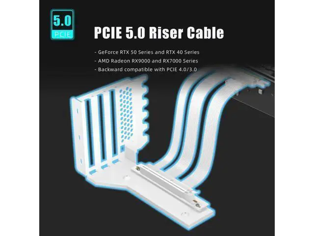 Alt view image 5 of 7 - 3-Slot GPU Vertical Mount Kit, 150mm PCIe 5.0 Riser Cable + Heavy Duty GPU Support Bracket, Compatible with RTX 5090 4090 RX 9070 RX 7900, Fits 7/8 PCI Slot ATX PC Cases