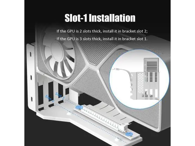 Alt view image 6 of 7 - 3-Slot GPU Vertical Mount Kit, 150mm PCIe 5.0 Riser Cable + Heavy Duty GPU Support Bracket, Compatible with RTX 5090 4090 RX 9070 RX 7900, Fits 7/8 PCI Slot ATX PC Cases
