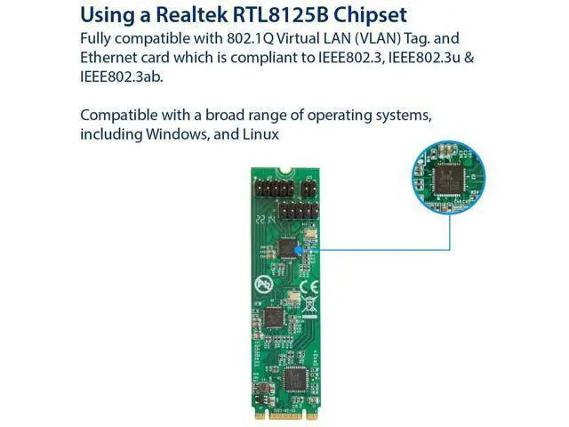 Alt view image 2 of 6 - Dual 2.5 Gigabit M.2 M+B Key Ethernet Network Expansion Card