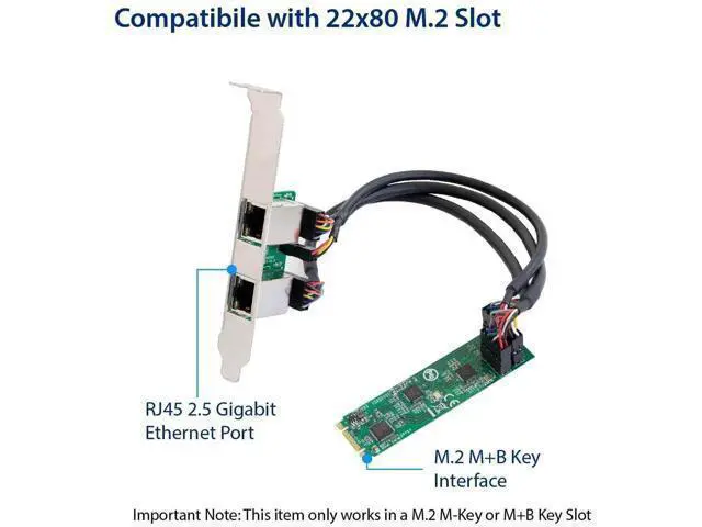 Alt view image 4 of 6 - Dual 2.5 Gigabit M.2 M+B Key Ethernet Network Expansion Card