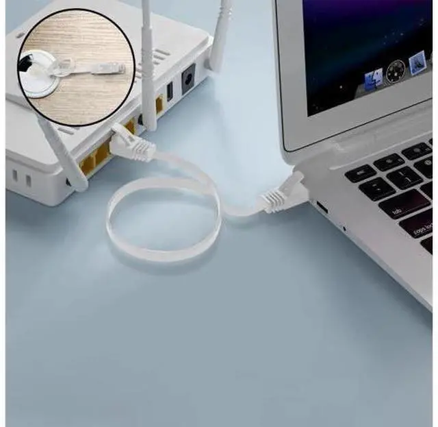 Alt view image 6 of 7 - Cat 6 Flat Ethernet Cable 50 Ft 5 Pack, High Speed Slim Short Patch Cord, 30AWG Pure Copper 10Gbps 500MHz, Flexible Thin LAN Cable for PoE, Cat5e Cat5 Compatible, White 50 FT