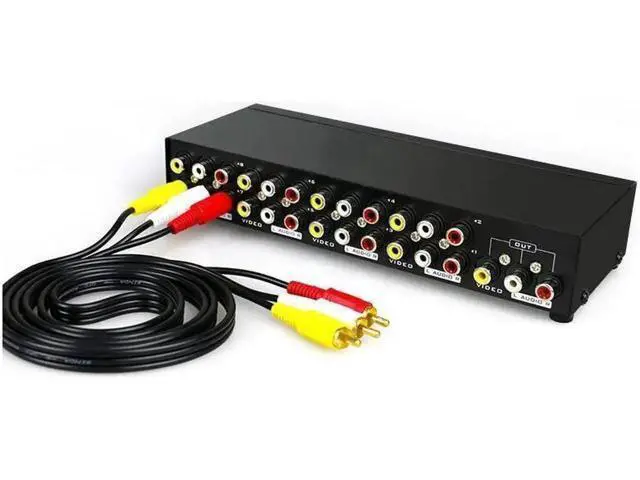 Alt view image 2 of 6 - 8 Way AV RCA Switch 8 in 1 Out, Composite Video L/R Audio AV Signal Switcher Selector Box, 8X1 RCA AV Splitter for STB DVD HDTV VCD VCR