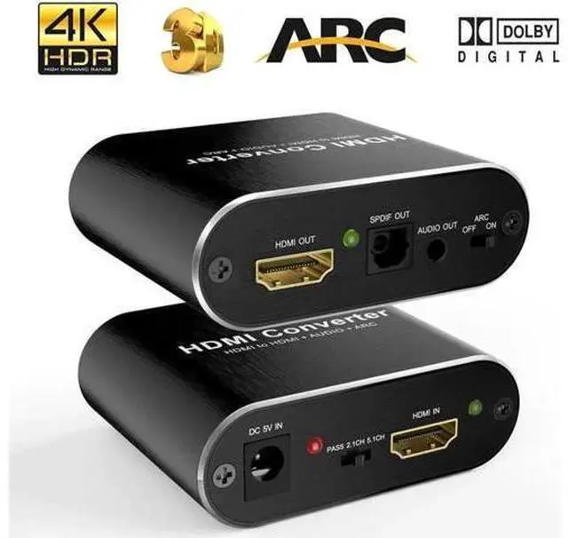 Main image of HDMI 2.0 Audio Extractor 4K 60Hz 5.1 ARC, HDMI Converter with Independent Stereo Optical TOSLINK SPDIF Audio Output for PS4 Speaker Home Theater