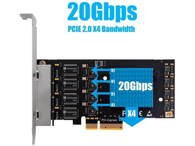 Alt view image 4 of 7 - LE8445 4-Port 2.5G PCIe Network Card, 2500/1000/100Mbps RJ45 Ethernet LAN Adapter, PCIe X4 Expansion Card with Standard & Low Profile Bracket for Desktop PC