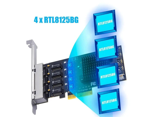 Alt view image 6 of 7 - LE8445 4-Port 2.5G PCIe Network Card, 2500/1000/100Mbps RJ45 Ethernet LAN Adapter, PCIe X4 Expansion Card with Standard & Low Profile Bracket for Desktop PC