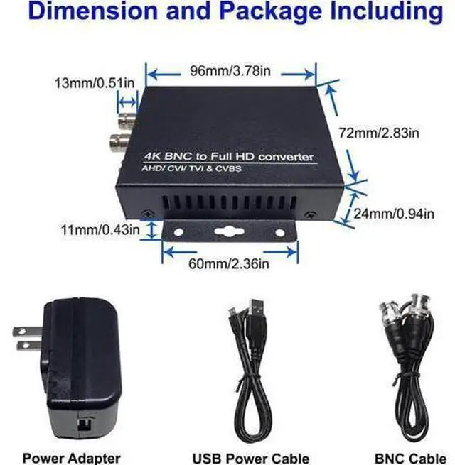 Alt view image 7 of 7 - 101AV 4K HD BNC to HDMI Video Converter, Convert HD-TVI/AHD/CVI/CVBS Composite BNC Signal to FHD HDMI Adapter for Monitor DVR