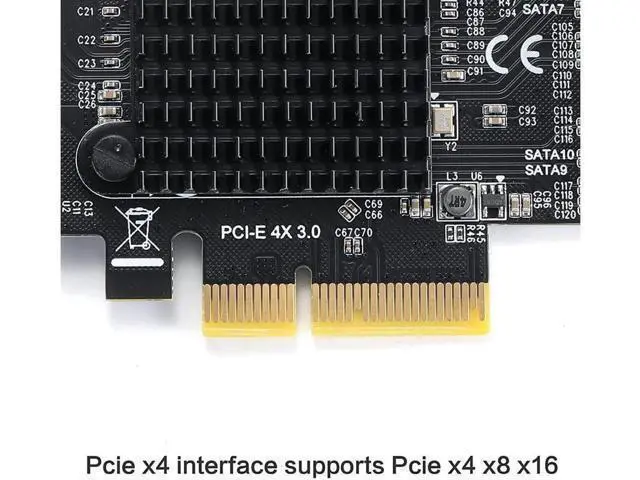 Alt view image 6 of 7 - 10 Port PCIe SATA 3.0 Controller Card, 6Gbps PCI Express Expansion Card with 10 SATA Cables and Low Profile Bracket, Support Multiple HDD SSD Storage Devices