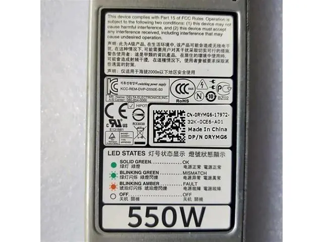 Alt view image 3 of 4 - 550W Switching Power Supply D550E-S0 L550E-S0 for Dell R320 R420, DPS-550MB A M95X4 RYMG6 0RYMG6