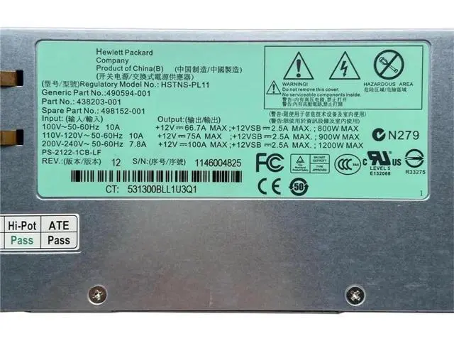 Alt view image 2 of 3 - 1200W Server Power Supply for HP DL580 G6 G7 | HSTNS-PL11 498152-001 490594-001 438203-001
