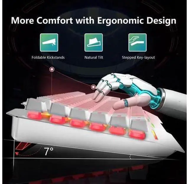 Alt view image 7 of 7 - T102 104 Keys Wired Gaming Keyboard and Mouse Combo, Full Size Mechanical Feel RGB Backlit Keyboard Set White for PC Laptop Office Gaming