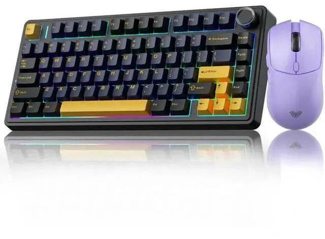 Main image of 75% Wireless Mechanical Keyboard Mouse Combo Gasket Hot Swappable Custom Keyboard + SC580X Wireless Gaming Mouse Light Purple Gaming Set