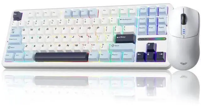 Main image of F87 Wireless Mechanical Keyboard and Mouse Combo, 87 Keys Compact Gaming Keyboard Set with SC580 White Wireless Gaming Mouse