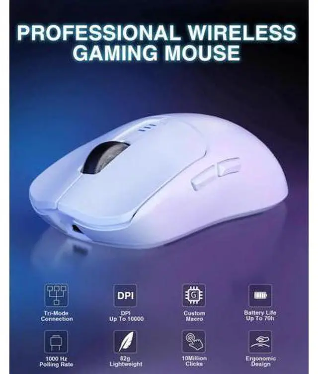 Alt view image 2 of 7 - F87 Wireless Mechanical Keyboard and Mouse Combo, 87 Keys Compact Gaming Keyboard Set with SC580 White Wireless Gaming Mouse