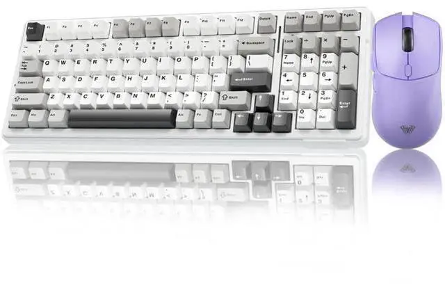 Main image of F99 Hot Swappable Wireless Mechanical Keyboard Mouse Combo, Custom Full Size Keyboard + SC580X Light Purple Wireless Gaming Mouse Set