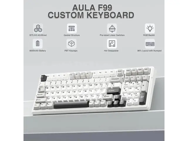 Alt view image 5 of 7 - F99 Hot Swappable Wireless Mechanical Keyboard Mouse Combo, Custom Full Size Keyboard + SC580X Light Purple Wireless Gaming Mouse Set