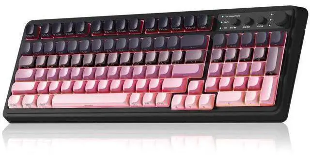 Main image of S99 Tri-Mode Wireless Gaming Keyboard BT 2.4G USB-C Ergonomic Creamy Typing RGB Backlit Full Size Keyboard Black Pink Gradient