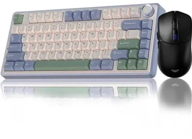Main image of 75% Gasket Hot Swappable Wireless Keyboard Mouse Combo, F75 Custom Mechanical Keyboard + SC580 Black Wireless Gaming Mouse Set