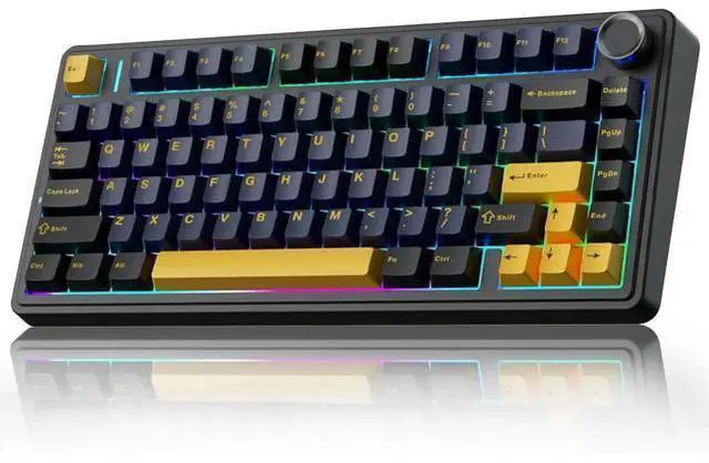 Alt view image 2 of 7 - 75% Wireless Mechanical Keyboard Mouse Combo, Gasket Hot Swappable Custom Keyboard + SC580 White Wireless Gaming Mouse Desktop Set