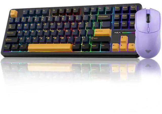 Main image of F87 Wireless Mechanical Keyboard and Mouse Combo, 87 Keys Tenkeyless Gaming Keyboard with Light Purple SC580X Wireless Gaming Mouse