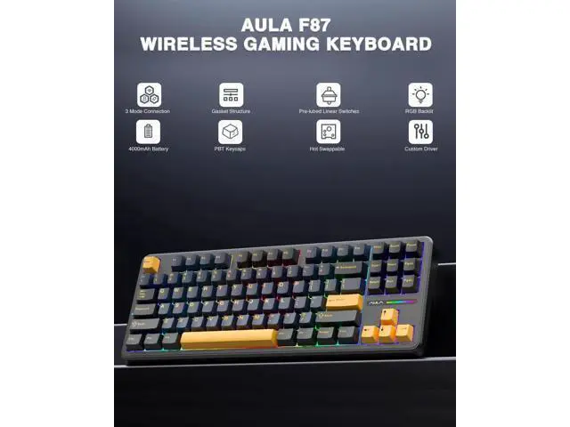 Alt view image 5 of 7 - F87 Wireless Mechanical Keyboard and Mouse Combo, 87 Keys Tenkeyless Gaming Keyboard with Light Purple SC580X Wireless Gaming Mouse