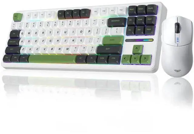 Main image of F87 Wireless Mechanical Keyboard and Mouse Set, 87 Keys Compact Gaming Keyboard Matching SC580 White Wireless Gaming Mouse