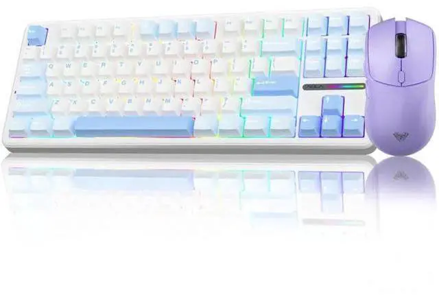 Main image of F87 Wireless Mechanical Keyboard and Mouse Combo, Light Purple Gaming Keyboard Set with SC580X Wireless Gaming Mouse