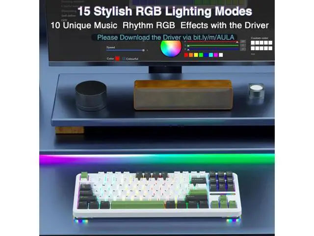 Alt view image 7 of 7 - F87 Wireless Mechanical Keyboard and Mouse Set, 87 Keys Compact Gaming Keyboard Matching SC580 White Wireless Gaming Mouse