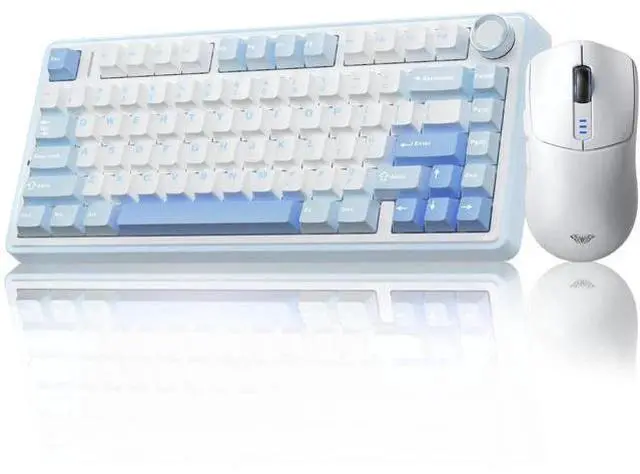 Main image of 75% Gasket Hot Swappable Wireless Keyboard Mouse Combo, F75 Mechanical Keyboard + SC580 White Wireless Gaming Mouse Set
