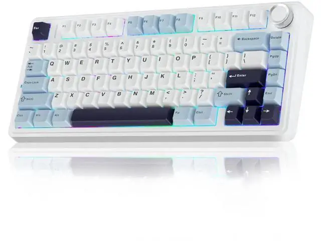 Alt view image 2 of 7 - 75% Hot Swappable Wireless Keyboard Mouse Combo, F75 Mechanical Keyboard + SC580 White Wireless Gaming Mouse Set