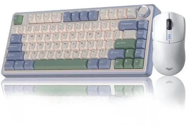 Main image of 75% Gasket Hot Swappable Wireless Keyboard Mouse Combo, F75 Custom Mechanical Keyboard + SC580 White Wireless Gaming Mouse Set