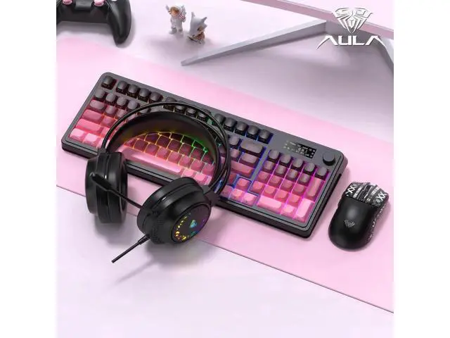 Alt view image 5 of 5 - S99 Pro Tri-Mode Wireless Membrane Gaming Keyboard Media Knob Custom RGB Backlit Creamy Typing Keyboard Black Pink for Windows Mac PC