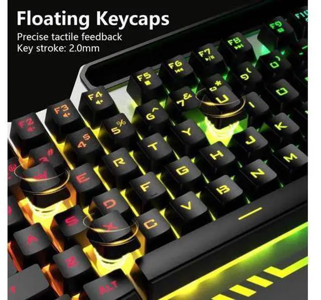 Alt view image 5 of 7 - T102 104 Keys Wired Keyboard Mouse Combo, RGB Backlit All-Metal Panel Waterproof Gaming Keyboard with Numpad USB Wired Set for Desktop PC Gamers