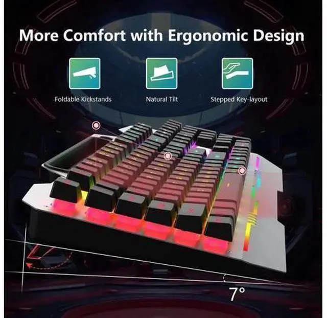 Alt view image 6 of 7 - T102 104 Keys Wired Keyboard Mouse Combo, RGB Backlit All-Metal Panel Waterproof Gaming Keyboard with Numpad USB Wired Set for Desktop PC Gamers