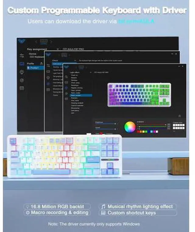 Alt view image 2 of 7 - F87 Wireless Mechanical Keyboard, 75% TKL Hot Swappable Gaming Keyboard, Pre-lubed Greywood Switch, RGB Backlit Creamy Typing Keyboard, Tri-Mode 2.4G BT5.0 USB-C