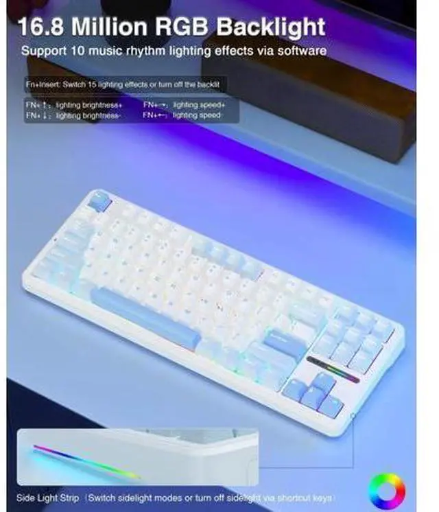 Alt view image 7 of 7 - F87 Wireless Mechanical Keyboard, 75% TKL Hot Swappable Gaming Keyboard, Pre-lubed Greywood Switch, RGB Backlit Creamy Typing Keyboard, Tri-Mode 2.4G BT5.0 USB-C