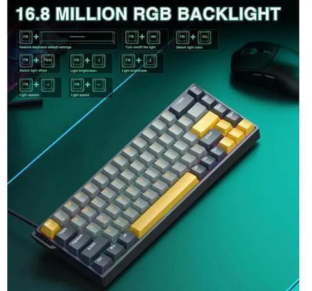 Alt view image 3 of 7 - WIN68 HE MAX 60% Wired Hall Effect Gaming Keyboard, Magnetic Switch Keyboard with Adjustable Actuation Point, Fast Trigger Mode, 8KHz Polling Rate RGB Backlit Mechanical Keyboard