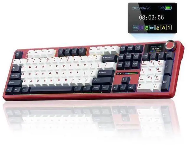 Main image of F108 PRO Wireless Mechanical Keyboard, 104 Keys Full Size Gaming Keyboard with Screen & Knob, 8000mAh Battery Hot Swappable Keyboard, Pre-lubed Switch RGB Backlit PBT Keycaps Creamy Sound Keyboard