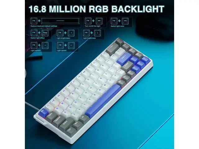 Alt view image 5 of 7 - WIN68 HE MAX 60% Compact Wired Hall Effect Gaming Keyboard, Magnetic Switch Keyboard Adjustable Actuation Fast Trigger 8KHz Polling Rate RGB Backlit Mechanical Keyboard