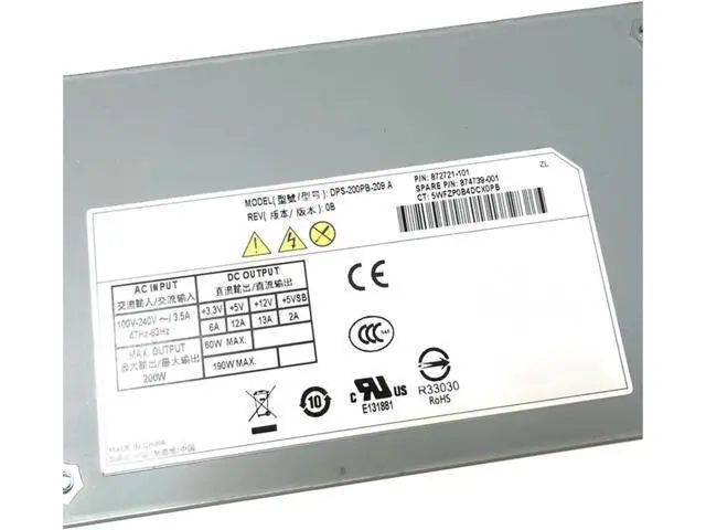 Alt view image 2 of 5 - 200W 1U Flex Server Power Supply Replacement for Delta DPS-200PB-209 A 872721-101 874739-001 HP ProLiant MicroServer Gen10