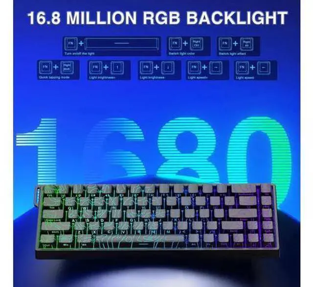 Alt view image 3 of 7 - WIN68 HE 60% Wired Hall Effect Gaming Keyboard, Magnetic Switch Keyboard Adjustable Actuation Fast Trigger, 8000Hz Polling Rate RGB Backlit Compact Mechanical Keyboard for PC Laptop Gamers