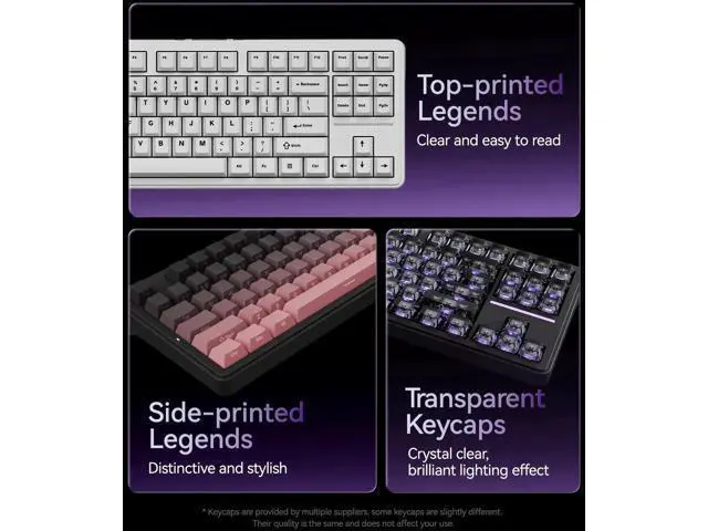 Alt view image 3 of 7 - A87 Pro 87 Keys TKL Wireless Mechanical Keyboard Gasket Mount Hot Swappable Tri-Mode RGB Backlit Shadow Purple Gaming Keyboard