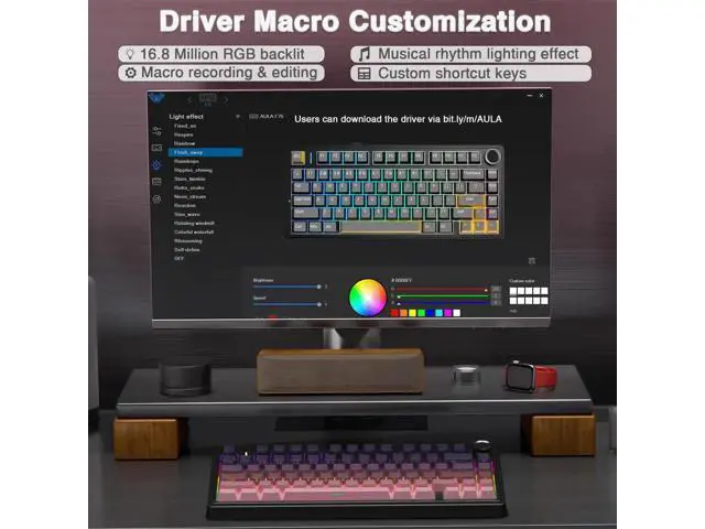 Alt view image 4 of 7 - F75 Pro Wireless Mechanical Keyboard, 75% Hot Swappable Gaming Keyboard, RGB Backlit Pre-lubed Reaper Switch, Side Printed PBT Keycaps Pink & Black Custom Keyboard