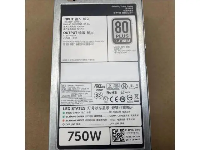 Alt view image 4 of 5 - 1Pc 750W Server Power Supply for Dell R720 R620, D750E-S1 F750E-S0 05NF18 06W2PW