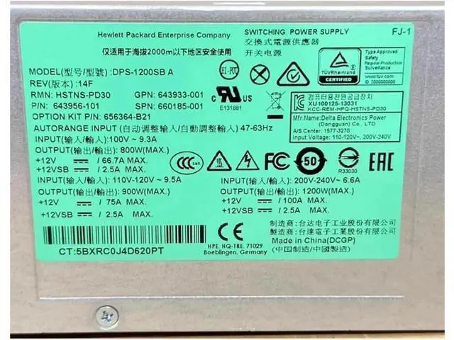 Alt view image 5 of 6 - 1pc 1200W Server Power Supply for HP DL580 G8 Gen8, Replacement for HSTNS-PL30 643933-001 660185-001 643956-201 656364-B21