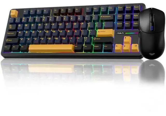 Main image of F87 Wireless Mechanical Keyboard and Mouse Combo, 87 Keys Tenkeyless Keyboard Set with Black SC580 Wireless Gaming Mouse
