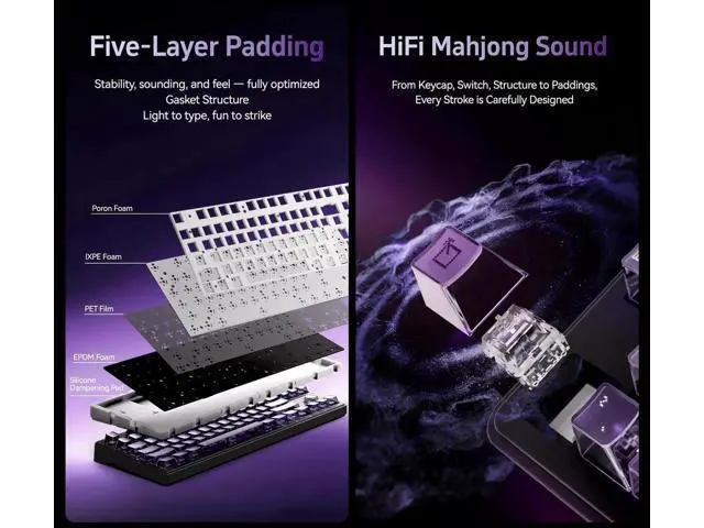 Alt view image 2 of 7 - A87 Pro 87 Keys TKL Wireless Mechanical Keyboard Gasket Mount Hot Swappable Tri-Mode RGB Backlit Arctic Snow Gaming Keyboard